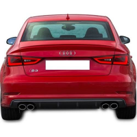 Audi A3 8v (2017-2019) S3 Style Arka Tampon Difüzör (Plastik)