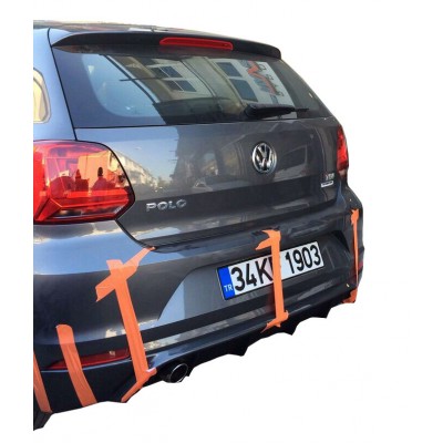 Volkswagen Polo 6R (2015-2017) Makyajlı Arka Tampon Eki - Difüzör (Plastik)