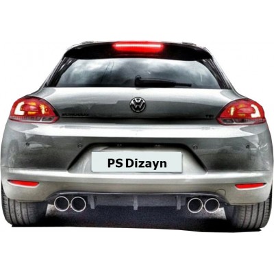 Volkswagen Scirocco (2009-2014) Makyajsız PS Arka Tampon Eki - Difüzör (Plastik)