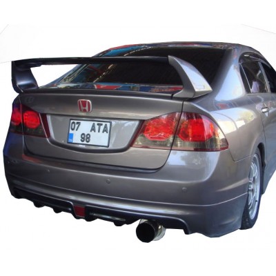 Honda Civic FD6 (2006-2011) Mugen RR Tek Çıkış Arka Tampon Eki - Difüzör (Plastik)